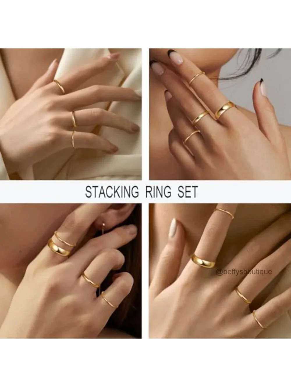 6pcs 14K Gold Filled Stacking Rings Women Stackable Band